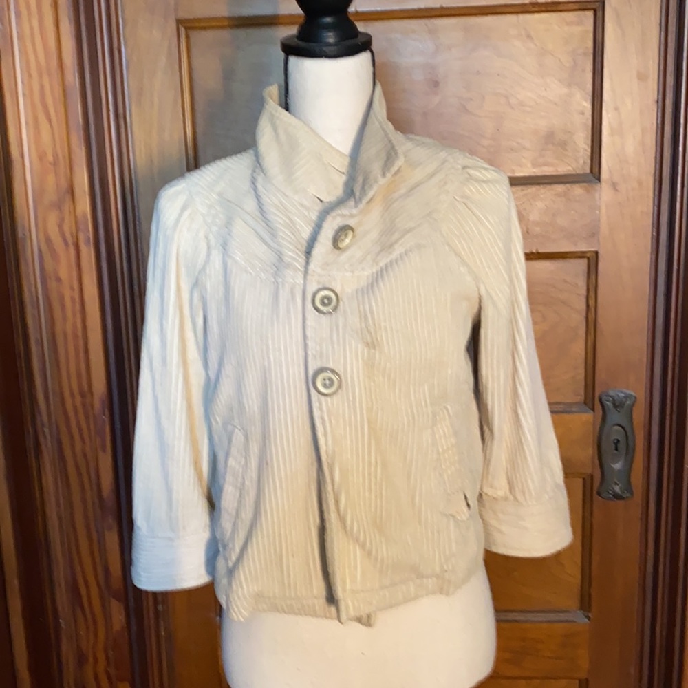 Sanctuary cream wide-wale corduroy shirt jacket